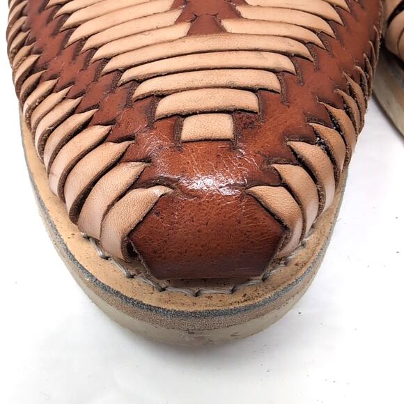 Rodeo Durango Huarache Sandals Shoes Mens 12 Brown Tan Woven Leather Rubber Sole - Picture 3 of 10